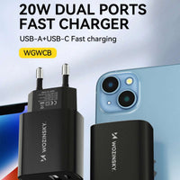 Wozinsky 20W USB-A USB-C Wall Charger | Dual Ports, Fast Charging - MIZO.at