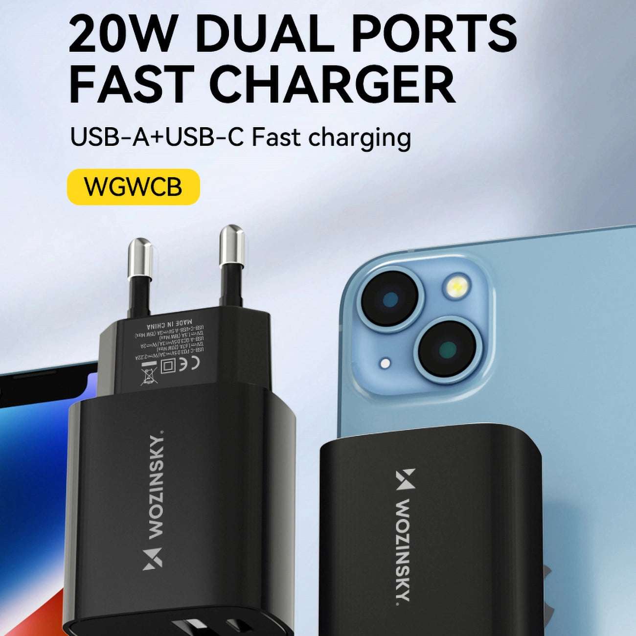 Wozinsky 20W USB-A USB-C Wall Charger | Dual Ports, Fast Charging - MIZO.at