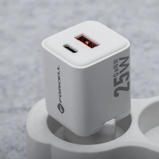 FORCELL Mini GaN III VT-25B – 25W Ladegerät mit USB-C PD & USB-A QC4.0, Weiß - MIZO.at