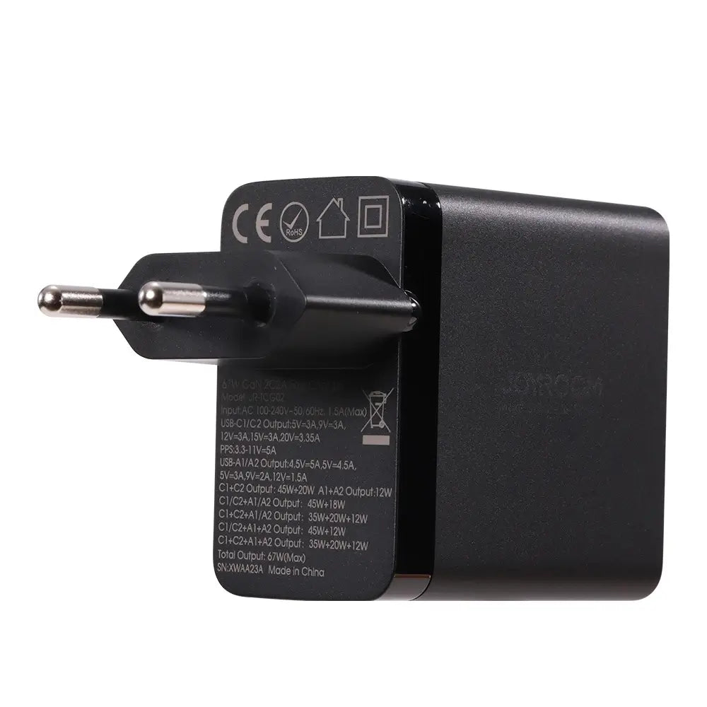 Joyroom GaN 67W 4-Port Charger + USB-C Cable | Black TCG02 - MIZO.at