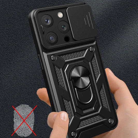 iPhone 15 Pro Hybrid Armor CamShield Case – Blau mit Kameraschutz - MIZO.at