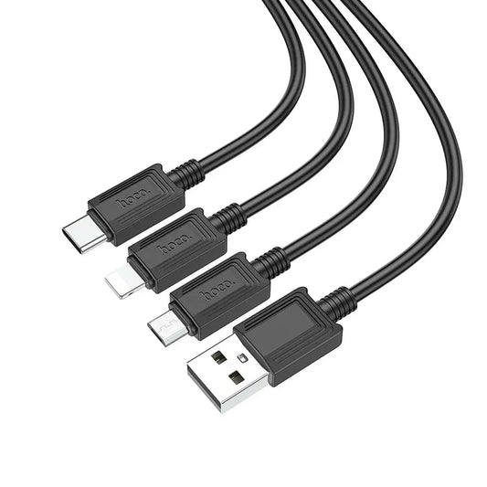 Hoco X74 3in1 USB Kabel 1m Lightning Micro USB USB-C Schwarz - MIZO.at