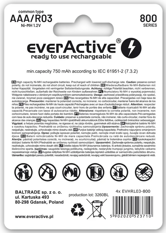 everActive R03 AAA Ni-MH 800mAh Ready-to-Use 2er Pack - MIZO.at