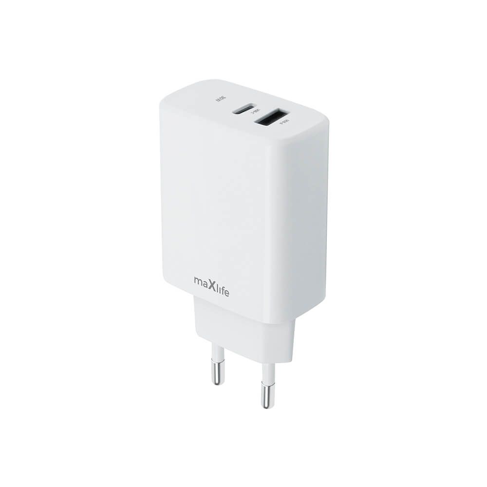 Maxlife MXTC-10-30AC Charger | 30W PD QC USB-C + USB-A White - MIZO.at