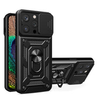 iPhone 15 Pro Hybrid Armor Camshield Case | Black with Camera Cover - MIZO.at