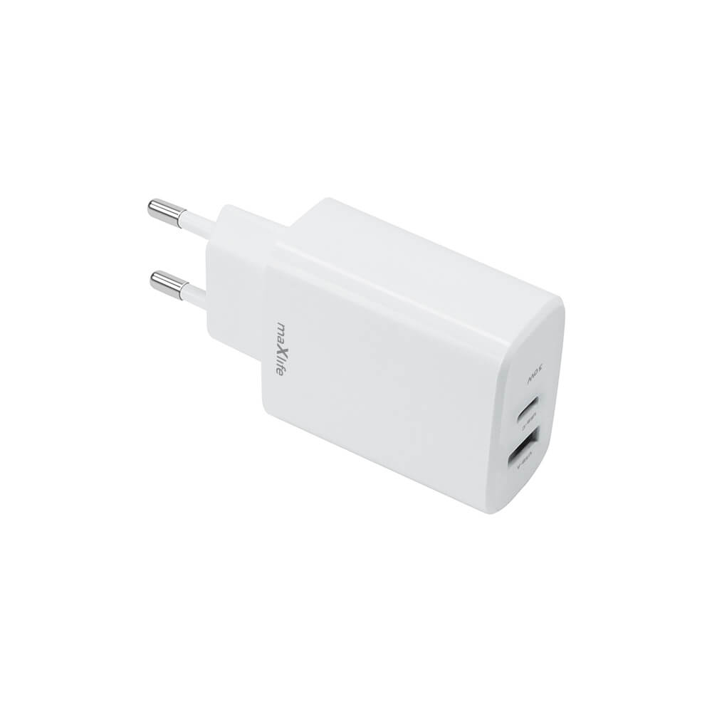 Maxlife MXTC-10-30AC Charger | 30W PD QC USB-C + USB-A White - MIZO.at