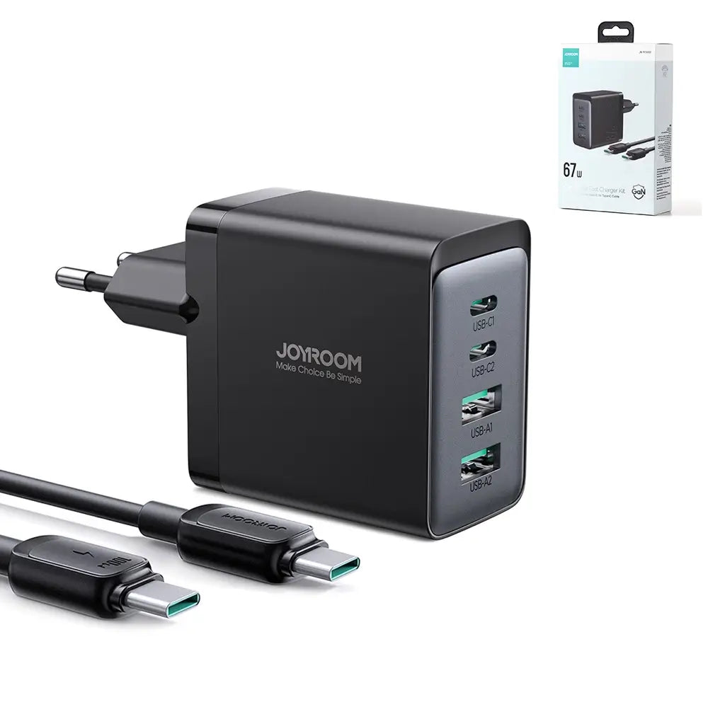 Joyroom GaN 67W 4-Port Charger + USB-C Cable | Black TCG02 - MIZO.at