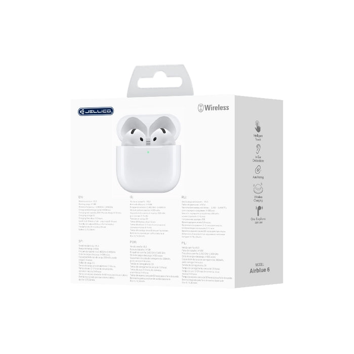 JELLICO AirBlue 6 Earphones | Wireless, White, Touch Control - MIZO.at