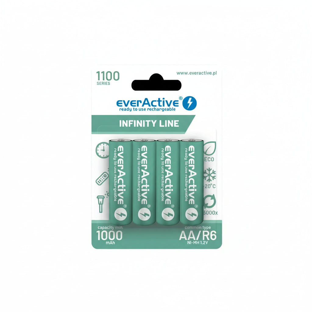 everActive R6/AA Ni-MH 1100mAh Ready-to-Use 4er Pack - MIZO.at