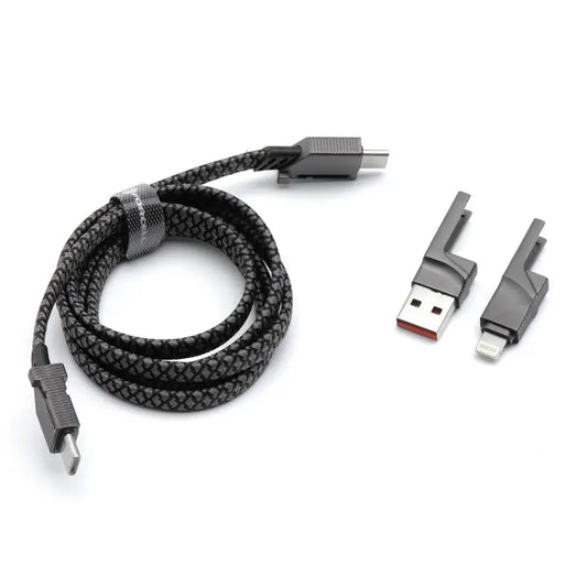 FORCELL 4in1 Kabel 60W PD QC USB-C zu C/Lightning 1m Chrome - MIZO.at