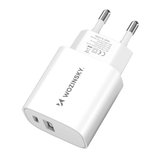Wozinsky 20W USB-A USB-C Wall Charger | Dual Ports, Fast Charging (White) - MIZO.at
