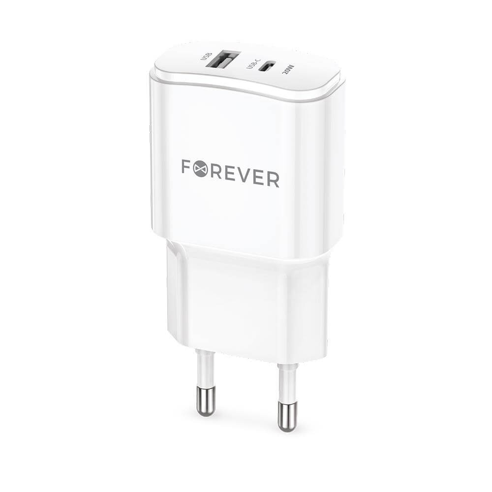 Forever TC-01 Wall Charger | 20W USB & USB-C White - MIZO.at