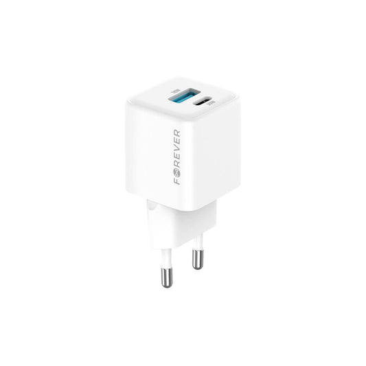 Forever TC-08 GaN Charger | 30W PD QC USB-C + USB-A White - MIZO.at