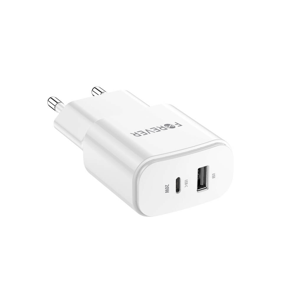 Forever TC-01 Wall Charger | 20W USB & USB-C White - MIZO.at