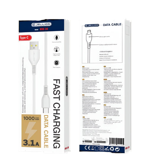 Jellico KDS-30 USB-C Ladekabel 3.1A Schnellladung 1m Schwarz - MIZO.at