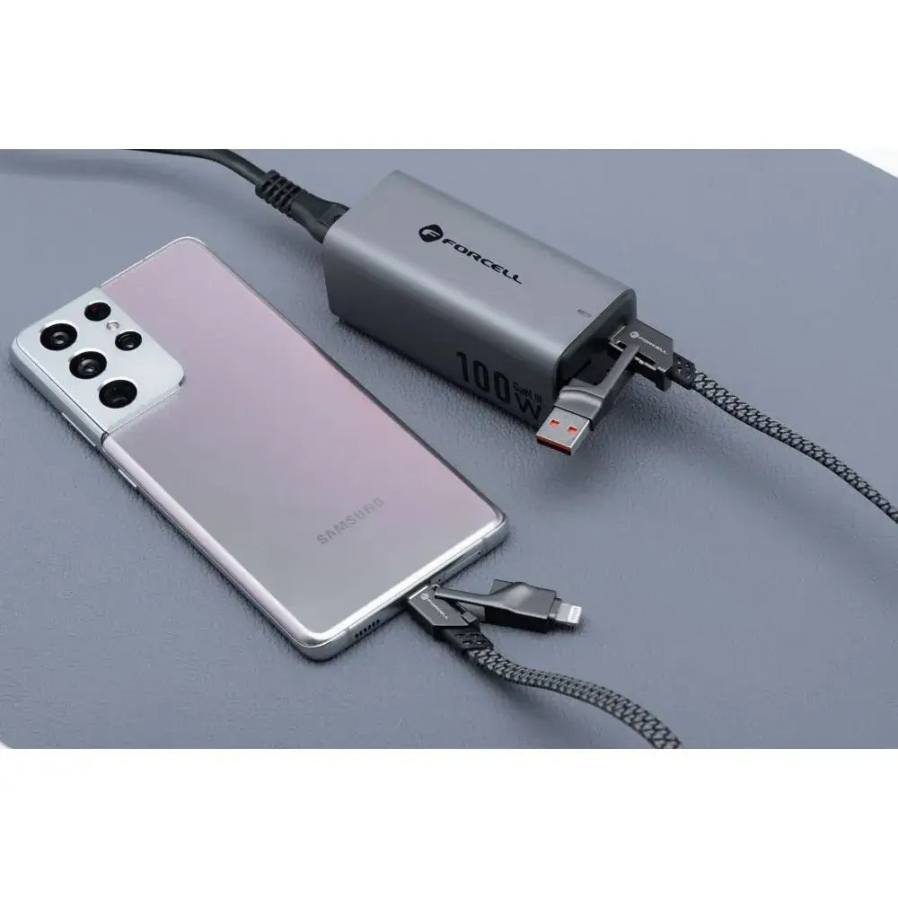FORCELL F-ENERGY C241 4in1 Cable QC PD 3A 60W 1m Chrome - MIZO.at