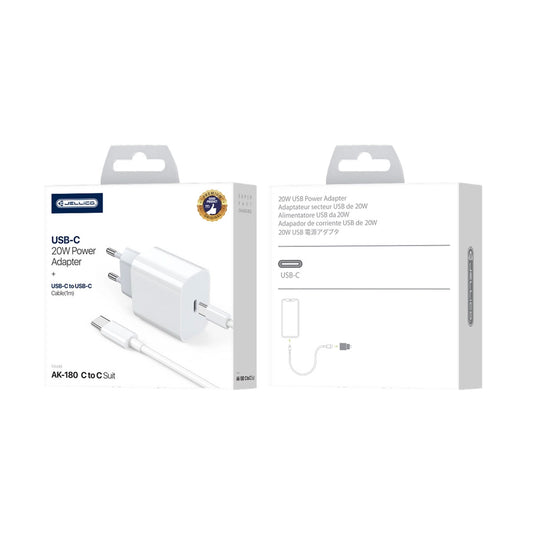 Jellico AK180 Ladegerät 20W PD – USB-C auf USB-C Kabel, Weiß - MIZO.at
