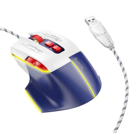 HOCO Gaming USB-A Maus 3600 DPI Kabelgebunden Weiß-Blau - MIZO.at