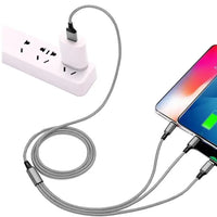 3-in-1 Ladekabel Lightning/Micro-USB/Type-C – 1,2 m, Silber - MIZO.at