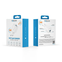 Forever TC-08 GaN Charger | 30W PD QC USB-C + USB-A White - MIZO.at