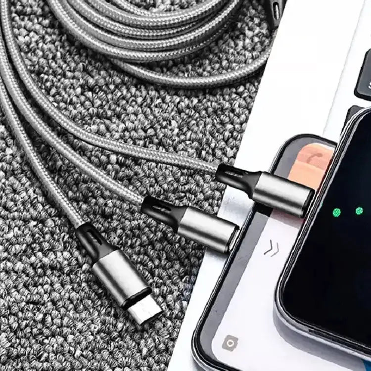 3-in-1 Ladekabel Lightning/Micro-USB/Type-C – 1,2 m, Silber - MIZO.at