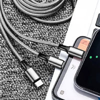 3-in-1 Ladekabel Lightning/Micro-USB/Type-C – 1,2 m, Silber - MIZO.at