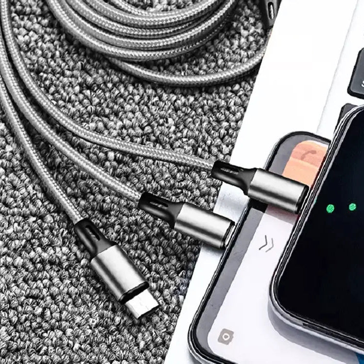 3-in-1 Ladekabel Lightning/Micro-USB/Type-C – 1,2 m, Silber - MIZO.at