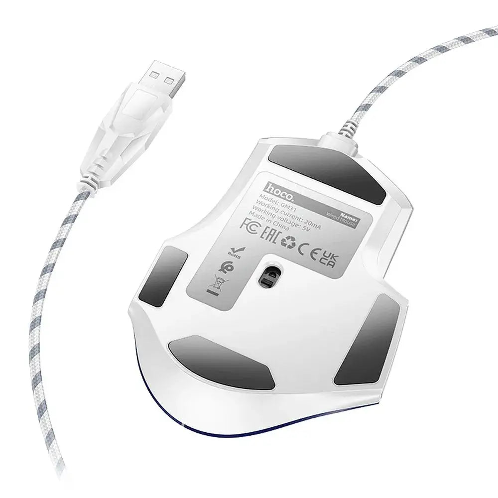 HOCO Gaming Wired USB A Computer Mouse 3600DPI White Blue - MIZO.at