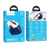 HOCO Gaming Wired USB A Computer Mouse 3600DPI White Blue - MIZO.at