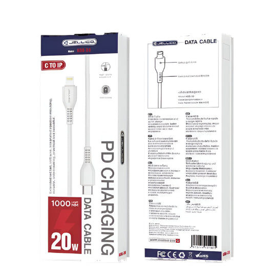 Jellico KDS-30 Lightning PD Ladekabel 20W USB-C Schnellladen Weiß - MIZO.at