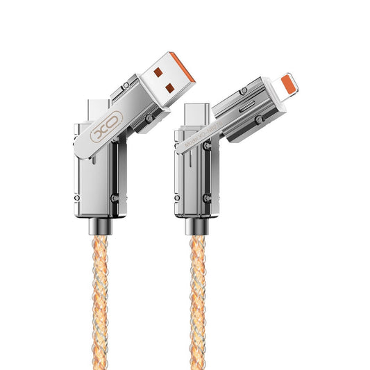 XO NB276 4-in-1 Ladekabel 60W, 1m – USB-C/Lightning/Micro-USB, Grau - MIZO.at