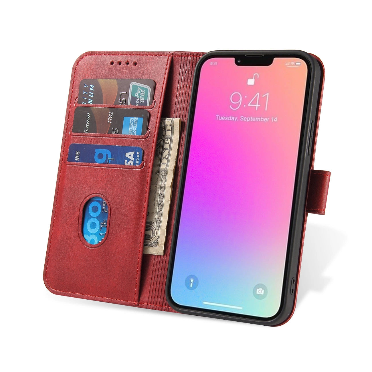 iPhone 15 Pro Magnet Flip Case | Red, Magnetic Protection - MIZO.at