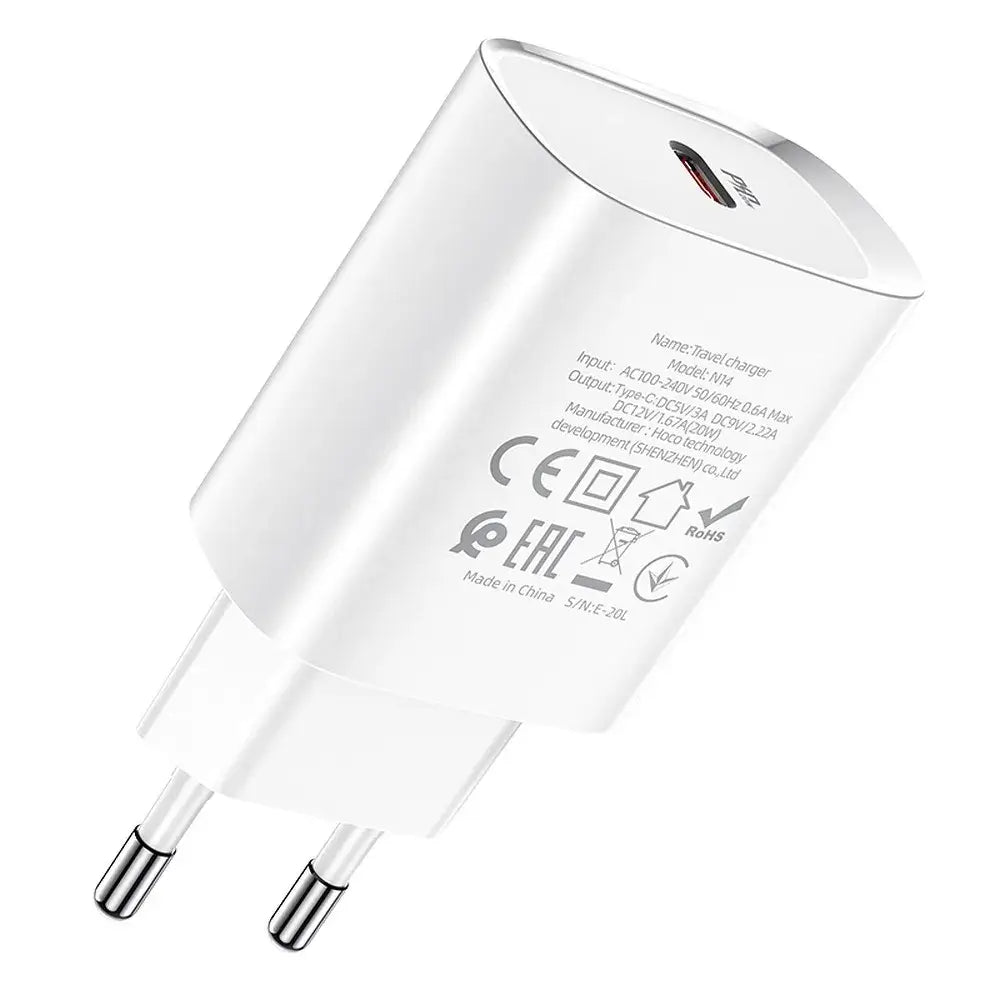 Hoco USB-C PD 20W N14 Schnellladegerät Weiß - MIZO.at
