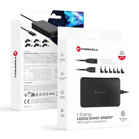 Forcell E856 Universal Laptop Charger 65W Schwarz - MIZO.at