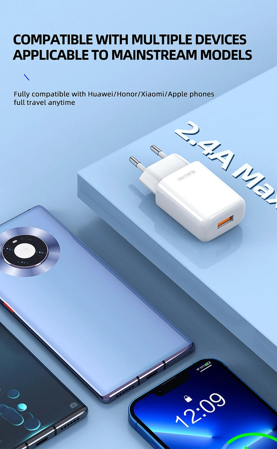 Jellico EU01 Wall Charger | 12W 2.4A USB Power Adapter White - MIZO.at