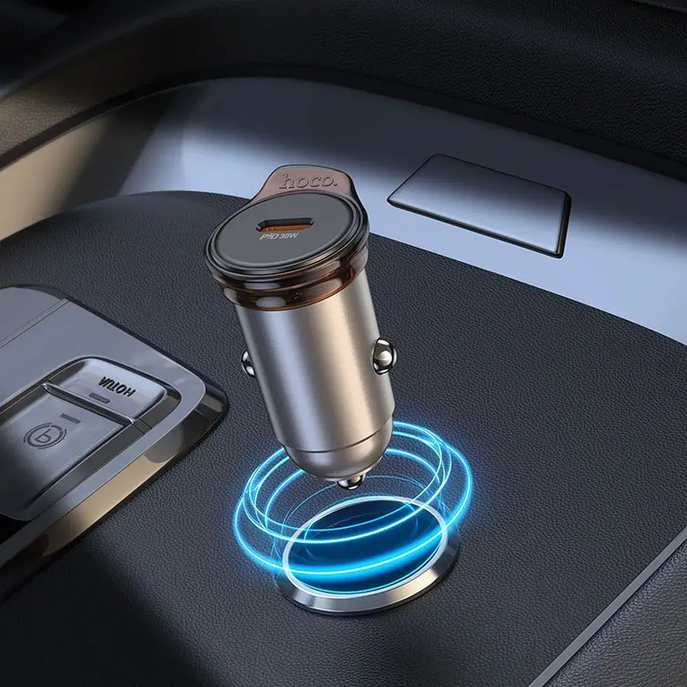 Hoco Auto-Ladegerät USB-C QC PD 30W Grau Metall - MIZO.at