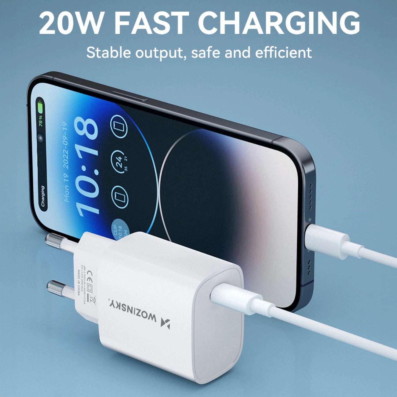 Wozinsky WGWCCW 20W USB-C Wall Charger | Fast Charging, Compact Design - MIZO.at