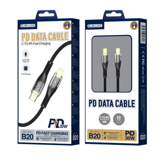 Jellico B20 USB-C zu Lightning PD Ladekabel 30W 1m Schwarz - MIZO.at