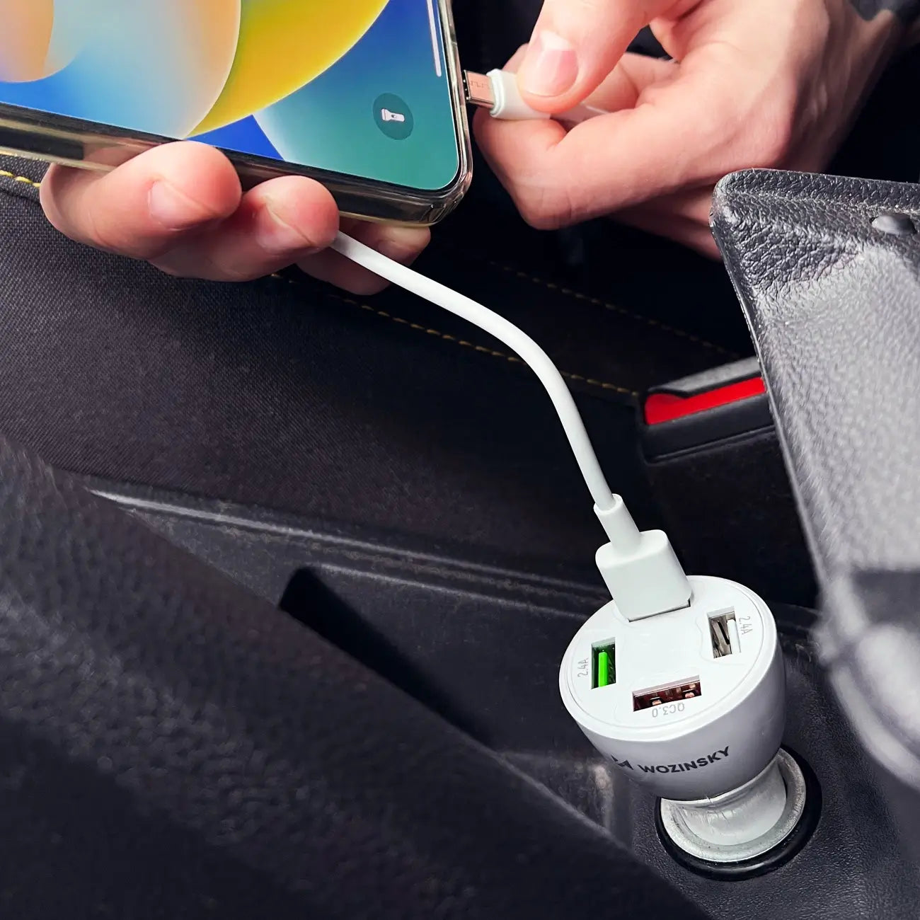 Wozinsky 50W 4-Port Car Charger | Fast Charging | White - MIZO.at