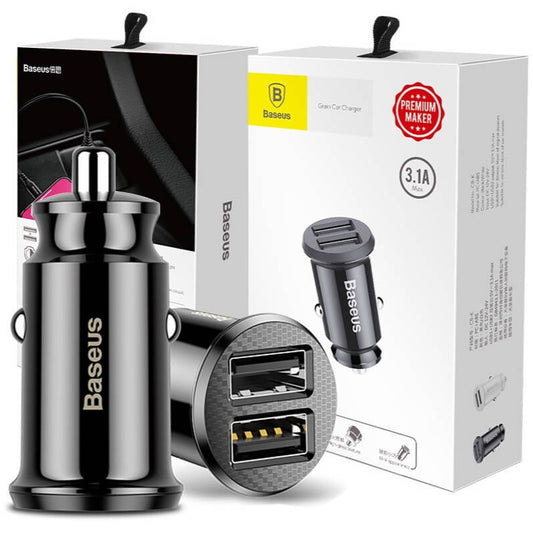 Baseus Grain Auto KFZ Ladegerät – 2x USB 3.1A Schwarz Schnell - MIZO.at