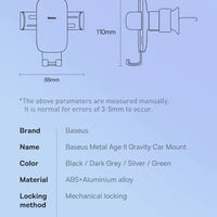 Baseus Metal Age II Car Holder | Gravity Mount – Dark Gray - MIZO.at