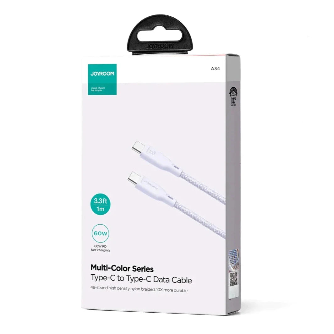 Joyroom 60W USB-C Cable | 1m, White, Fast Charging & Data Sync - MIZO.at