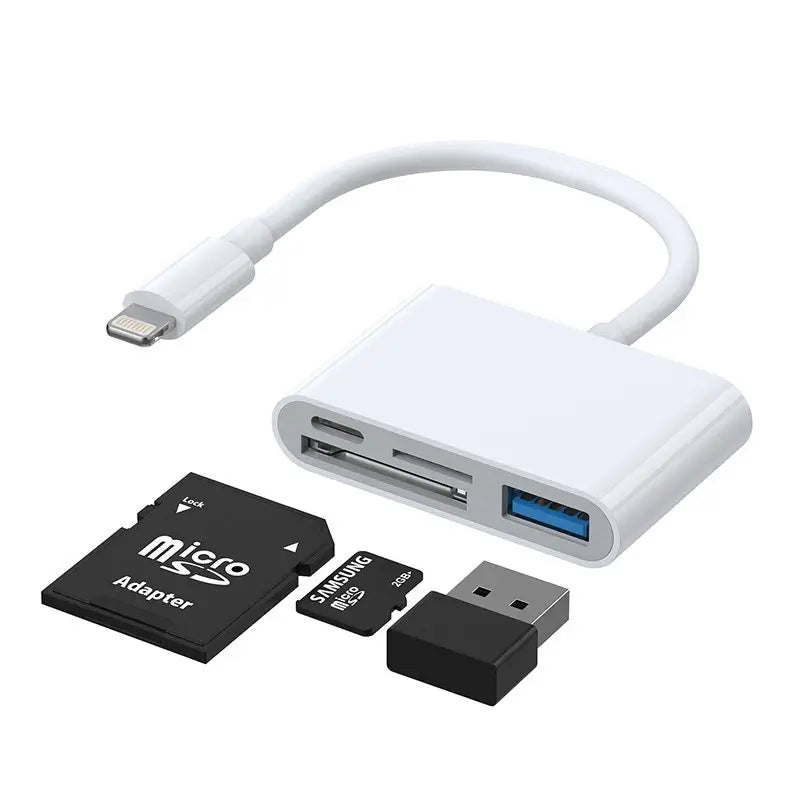 Joyroom S-H142 Lightning OTG Hub | USB, SD, TF & Charging – White - MIZO.at