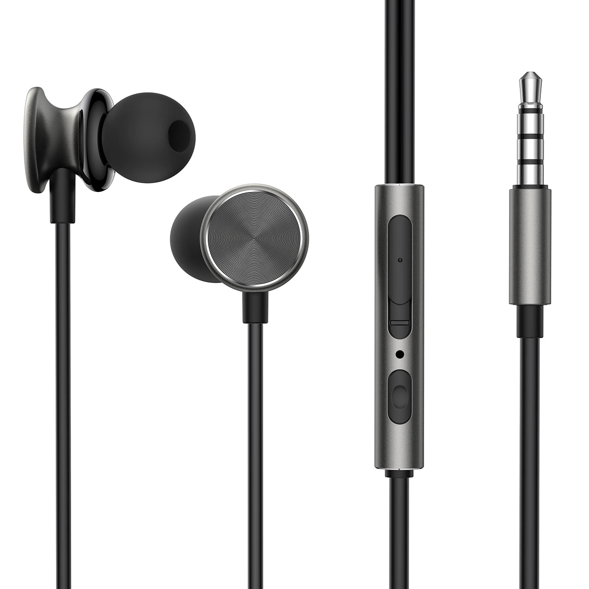 Joyroom Wired In-Ear Headphones | Dark Gray, Comfortable Sound Experience - MIZO.at