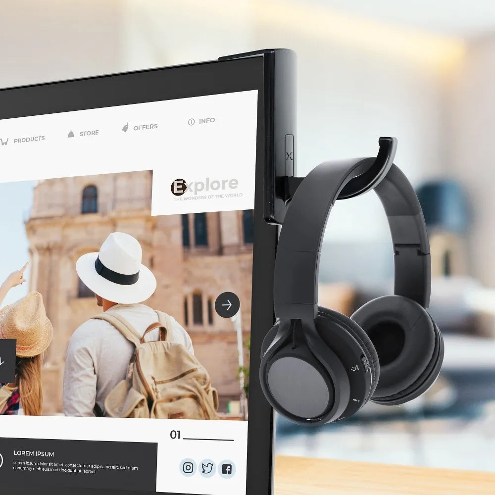 Headphone Holder for Monitor | Black, Desk Storage Solution - MIZO.at