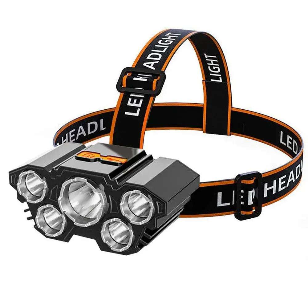 Head Flashlight LED 5 LED IPX4 Black | Waterproof & Durable - MIZO.at