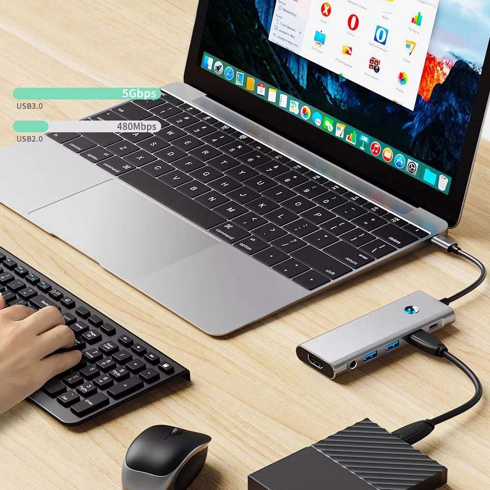 Tech-Protect HB04 9-in-1 USB-C Hub | 4K HDMI, PD 100W, Space Grey - MIZO.at
