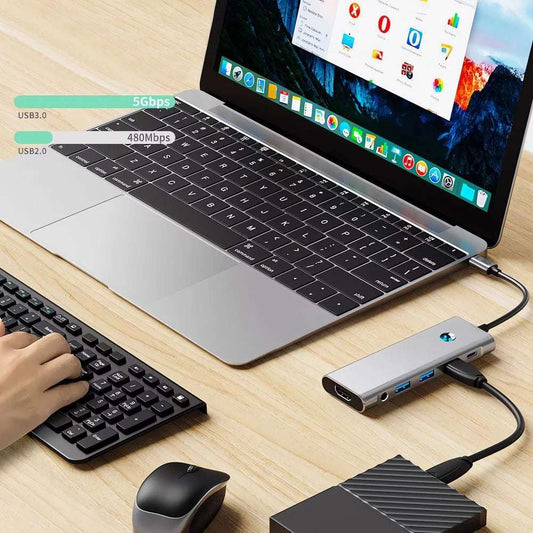 Tech-Protect HB04 9-in-1 USB-C Hub - 4K HDMI PD 100W Space Grau - MIZO.at