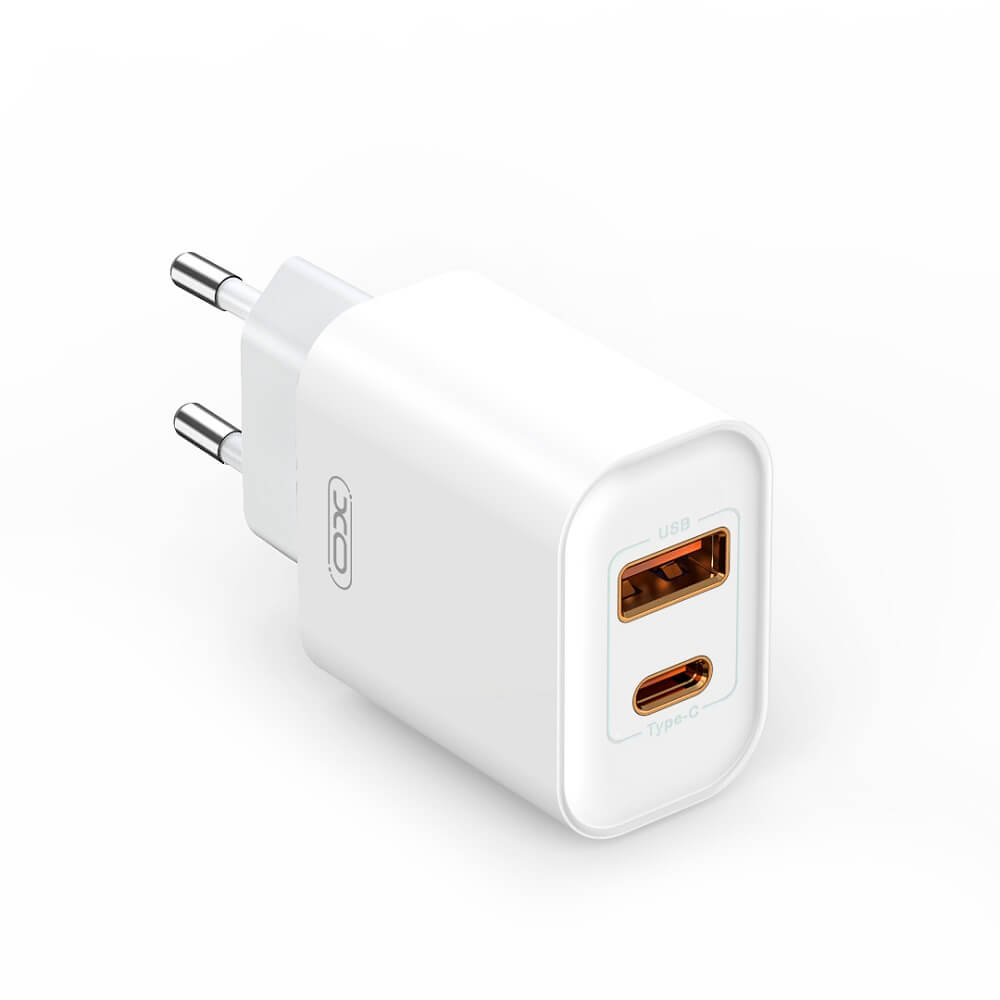 XO CE12 Dual Port Wall Charger 20W PD + QC 3.0 – White - MIZO.at