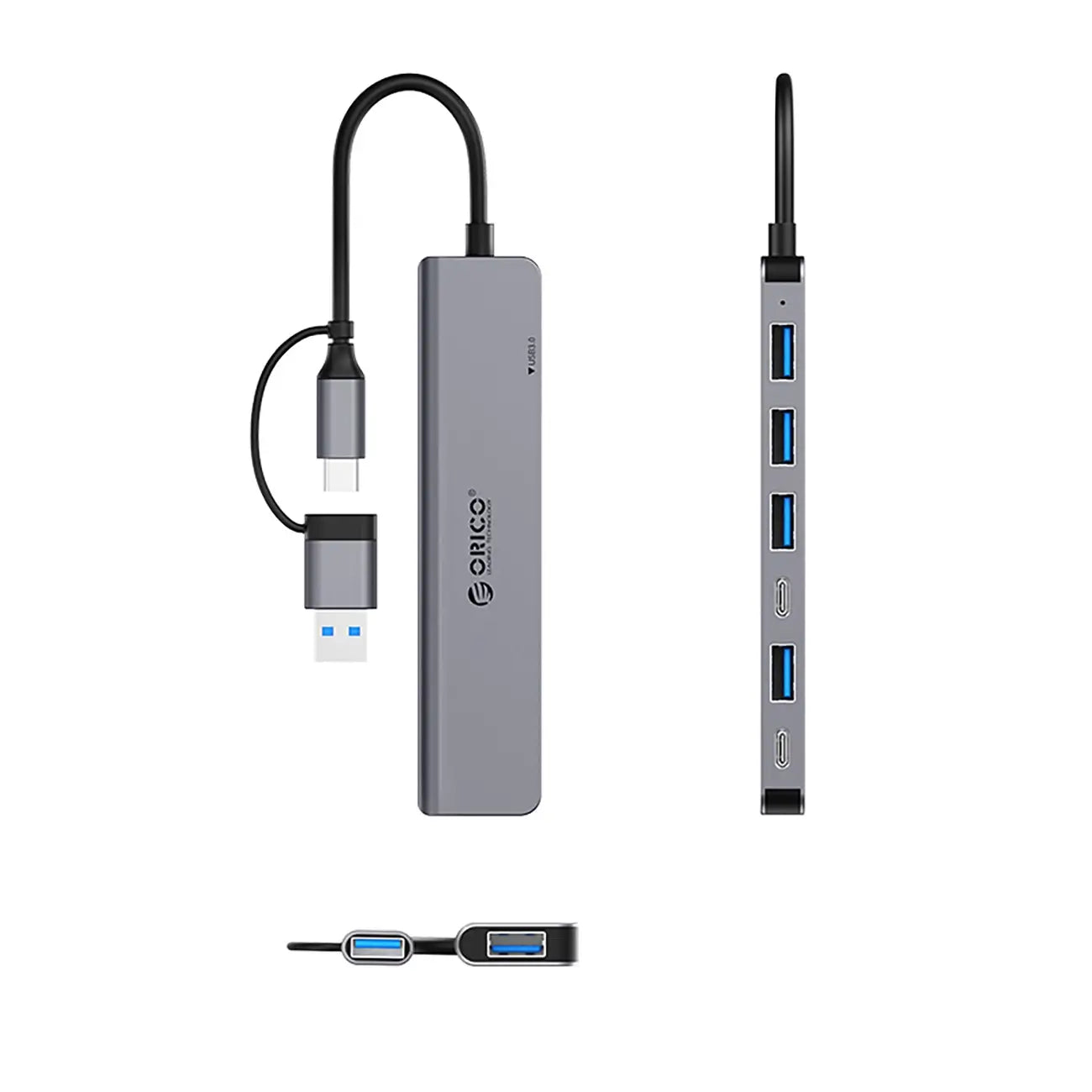 Orico YSA7-U3 7-Port USB-C/USB-A Hub Dock – Gray - MIZO.at